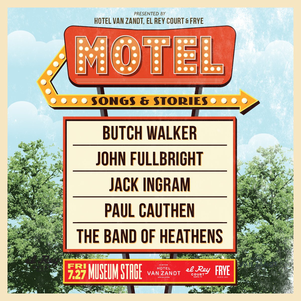 Newportfolkfest's tweet image. 2018 ARTIST ANNOUNCEMENT: Please welcome "Motel Songs &amp;amp; Stories" to the Museum on FRI JUL 27 – @butchwalker @johnrfullbright #jackingram @CauthenMusic  @BandofHeathens - presented by @HotelVanZandt #elreycourt &amp;amp; @TheFryeCompany