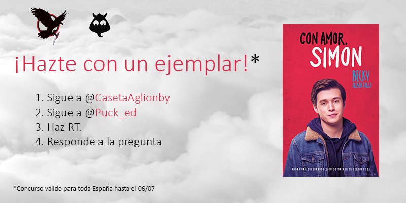 CasetaAglionby's tweet photo. Sorteamos un ejemplar de "Con amor, Simon" gracias a Puck 👬🌈
¿Te gustó la película #ConAmorSimon? ¡Pues ahora puedes llevarte el libro a casa! Conseguirlo es muy fácil, aquí tienes todos los detalles:
https://t.co/zjm4EncVPJ

#Concursos #Libros #LIJ https://t.co/EazZjD4r1N