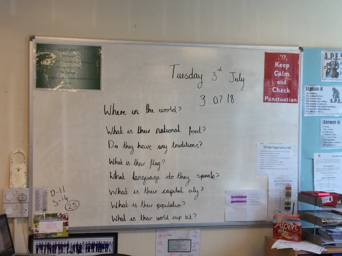 Y5SpruceClass's tweet photo. This afternoon we are going to complete a fact file on the remaining countries in the World Cup! #worldcup #geography #factfile #information https://t.co/wn6RQ2sNG3
