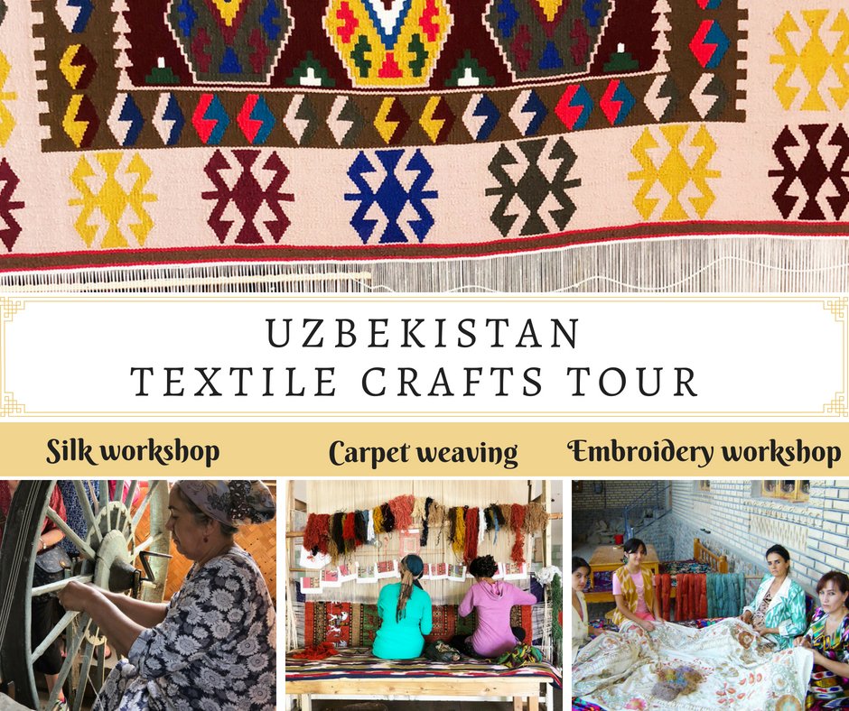 Colouricious's tweet photo. This is a guided tour exploring Uzbekistan textiles showing you how these gorgeous fabrics are made and participating in textile workshops! https://t.co/MCmgGRiYnE 

 #textiles #textileart #embroidery #weaving #fabrics #textiledesign #textile #craftshows #textiletours https://t.co/rF1FHzsmFX