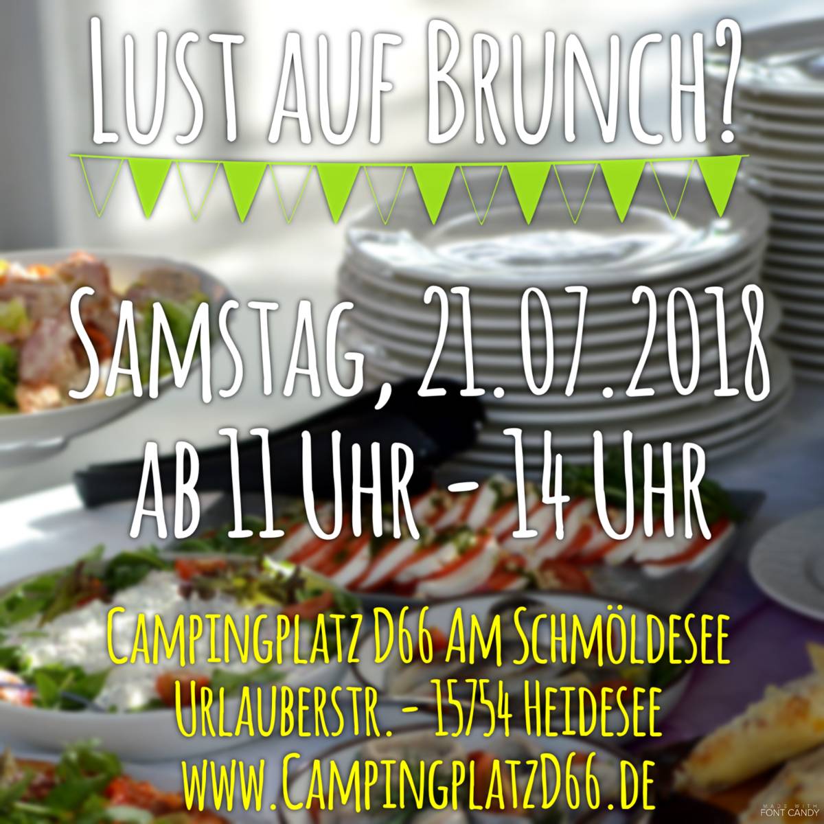 CampingplatzD66's tweet photo. Brunch am Schmöldesee am 21.07.2018 ab 11 Uhr - Ticketbestellung ab sofort möglich!

Zahlreiche Köstlichkeiten machen Lust @nachbrandenburg ins @DahmeSeen zu kommen! Der Abend wird mit DJ Musik von Partyceule gestaltet. Wir freuen uns auf Ihren Besuch!

https://t.co/BDAVYRD6EK https://t.co/fAqSaqX0vq