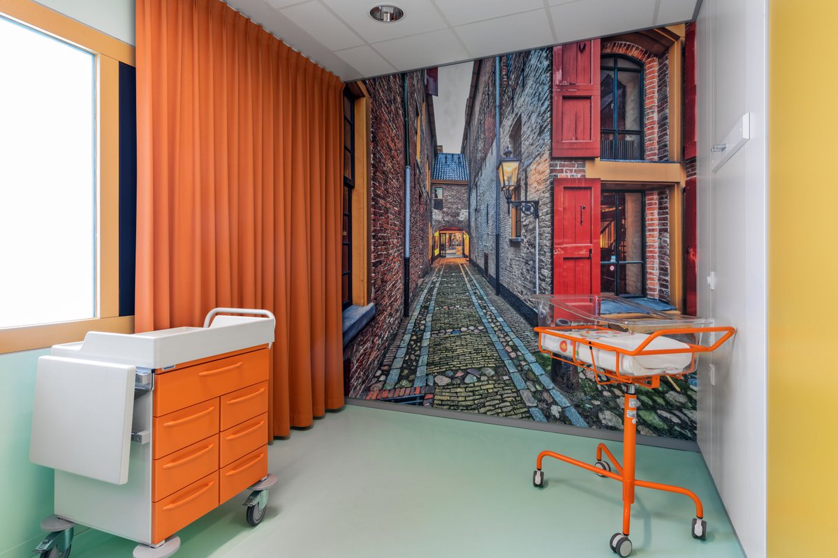 MartiniHospital's tweet photo. Bevallen op de Drentse heide? Of liever onder de Martinitoren? Het kan in onze nieuwe verloskamers. Ze krijgen allemaal een make-over met een levensgroot landschap of stadsbeeld uit de drie Noordelijke provincies aan de muur. https://t.co/V5yPf14h7K https://t.co/TU7xTUjIei