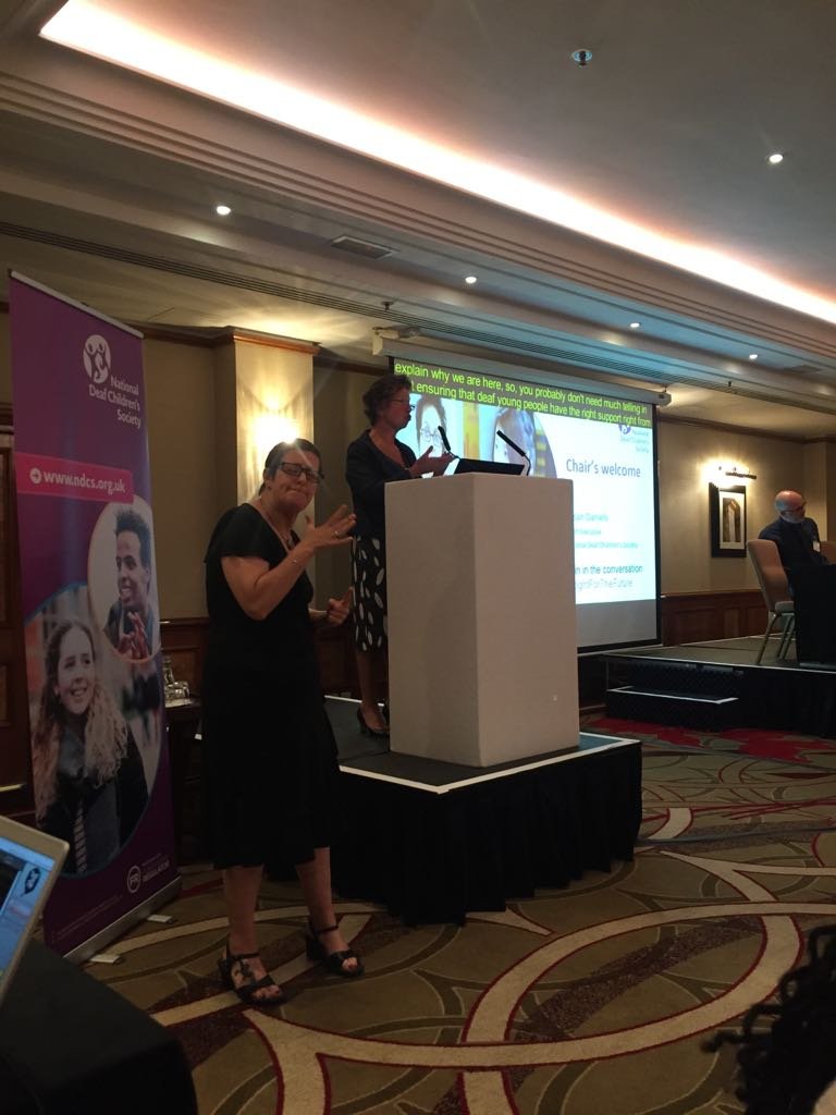 mycleartext's tweet photo. We're at @NDCS_UK' #RightfortheFuture conference, providing #speechtotext #accessibility today - always good to see both #BSL and #captions together!! https://t.co/X037vnjWfw