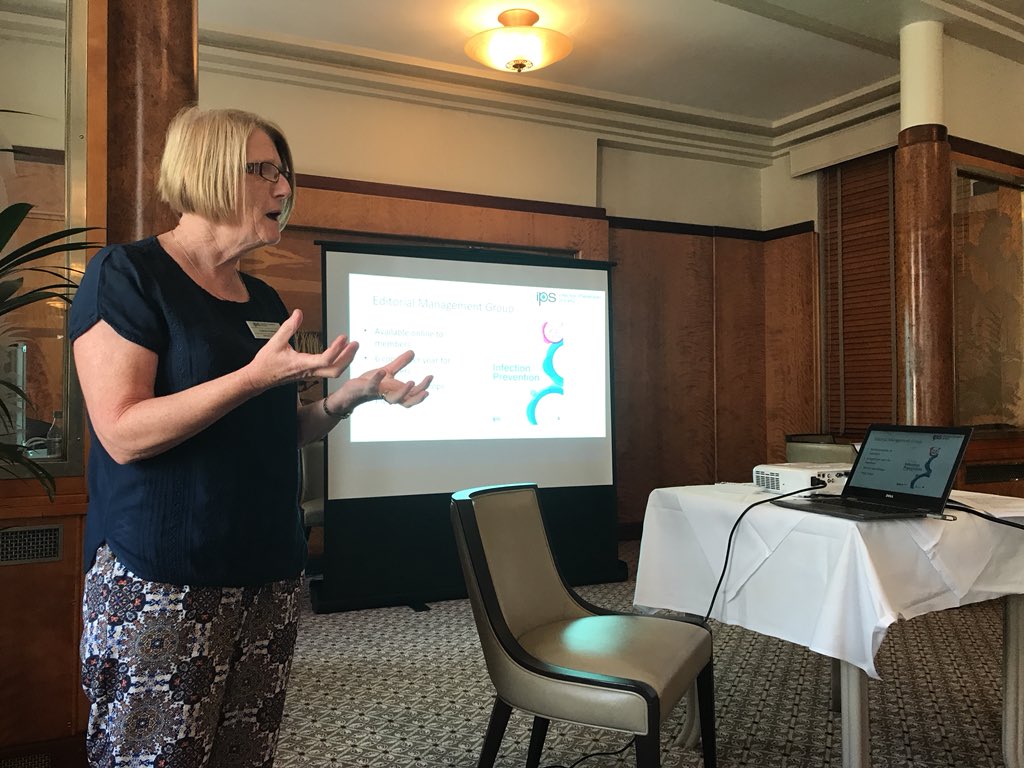 JoanneReynard's tweet photo. Carol Hallam telling us about @IPS_Infection and who’s who and telling us about #JIP #IPSboard #EPDC #credentialing #Yorkshire #GAAG #researchgrants #international https://t.co/xKivnkYRgU