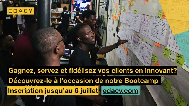 EDACYHQ's tweet photo. Du 10 au 12 juillet 2018 participez à notre #Productbootcamp et découvrez de nouvelles méthodes efficaces centrées sur l'humain pour développer des projets d'innovation viables. Inscriptions sur : https://t.co/PAldlQj0NI #Kebetu #Auchan #Expresso #Senegal https://t.co/g30KTlasTP