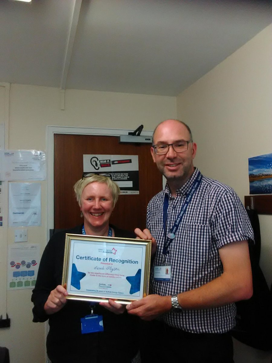 @sarah_higson is hugely supportive of the carers @IpswichHosp. She was responsible for leading wards thru the Carer Friendly Hospital award and always seeks views from #familycarers. Congratulations Sarah on your @suffolkcarers #carersrecognitionaward 🤩👏🏆