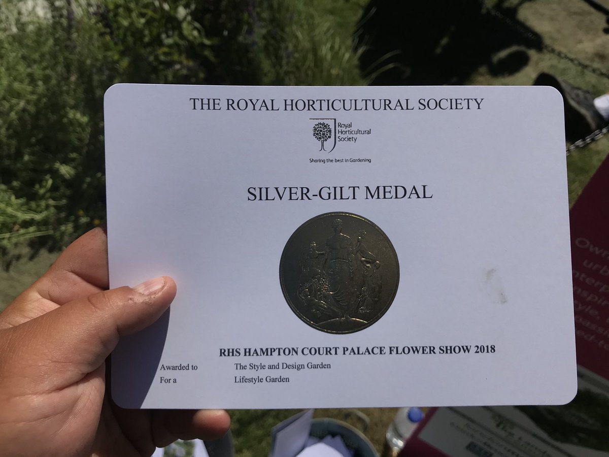 We received a silver-guilt and best in category for our Style and design garden #RHSHamptonCourt @RHSPressOffice @UlaMaria1 @londonmosaic @Jewson @thelandconsult