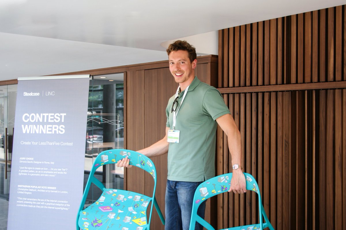 Coalesse's tweet photo. Congratulations to Simona Sacchi & Christopher Delahunt - who won custom #LessThanFive chairs they created using our Coalesse Customizer. See the winning designs in our latest blog: https://t.co/grdQJZOVwa https://t.co/5qOYKr5j26