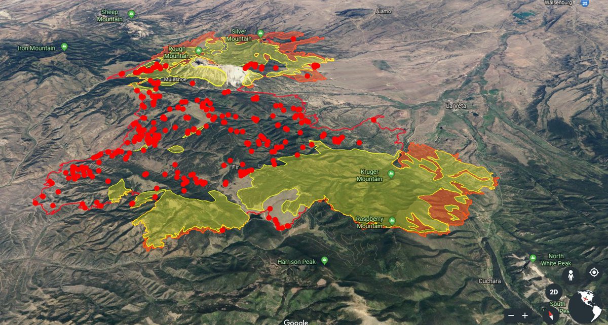 kevinrherndon's tweet image. #SpringFire This #Dragon needs to be #stopped. It #grew yesterday something #fierce Here is a 3D #map of it this morning I just made. #LaVeta #Cuchara #COWX #SpringCreekFire #NorthSpringFire #SouthSpringFire