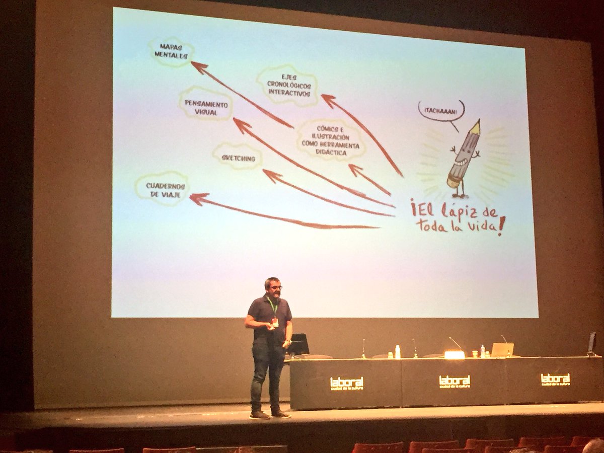 luciaalvarez's tweet photo. Escuchando al gran @krispamparo ¡como presta escuchar a alguien a quien admiras por su trabajo y que te encante su discurso!! Y si es con dibujos mejor 😍 #edujornadasactivas2018 #creatividad #dibujadomolamas #masartisticas #visualtinking https://t.co/Pssz1VrxXk