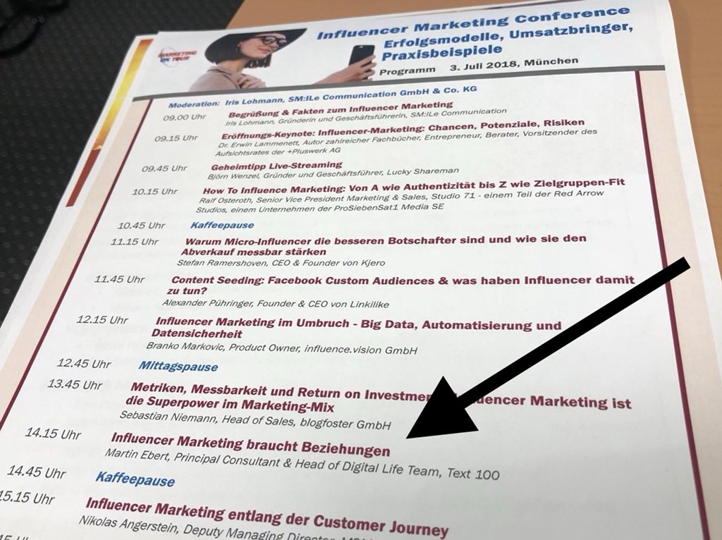 Archetype_DE's tweet image. #Text100 on Tour: Heute auf der #Influencer Marketing Conference in München. Mit dabei: @MartinEbert mit seiner #Keynote „Influencer #Marketing braucht Beziehungen“ #IMC #MOT18