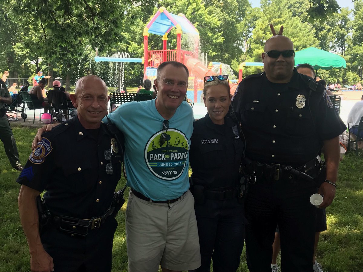 Douglass Park backpack giveaway Saturday sponsored by Zach Adamson and Martindale Brightwood with Mayor Hogsett and East District Officers!