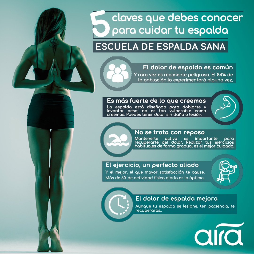 ESCUELA DE ESPALDA SANA 🧘‍♀️ | La espalda, esa gran desconocida de nuestro cuerpo.

➡️ No es tan vulnerable como siempre hemos pensado, pero nunca hay que dejar de cuidarla. ¿Cómo? ¡Moviéndote!

#espaldasana #healthy #yoga #pilates #viveaira #infografía #Salud