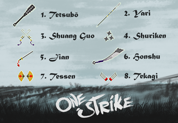 QubicGames's tweet photo. Help us create new fighters for #OneStrike (we work on an update with @dmbarbosa1!!) 

✍️Share a comment about these awesome traditional weapons from Japan &amp; China. What would be more fun to blow fatal strikes? What kind of warriors would handle them?

#NintendoSwitch #gamedev https://t.co/MkZujUzVa4