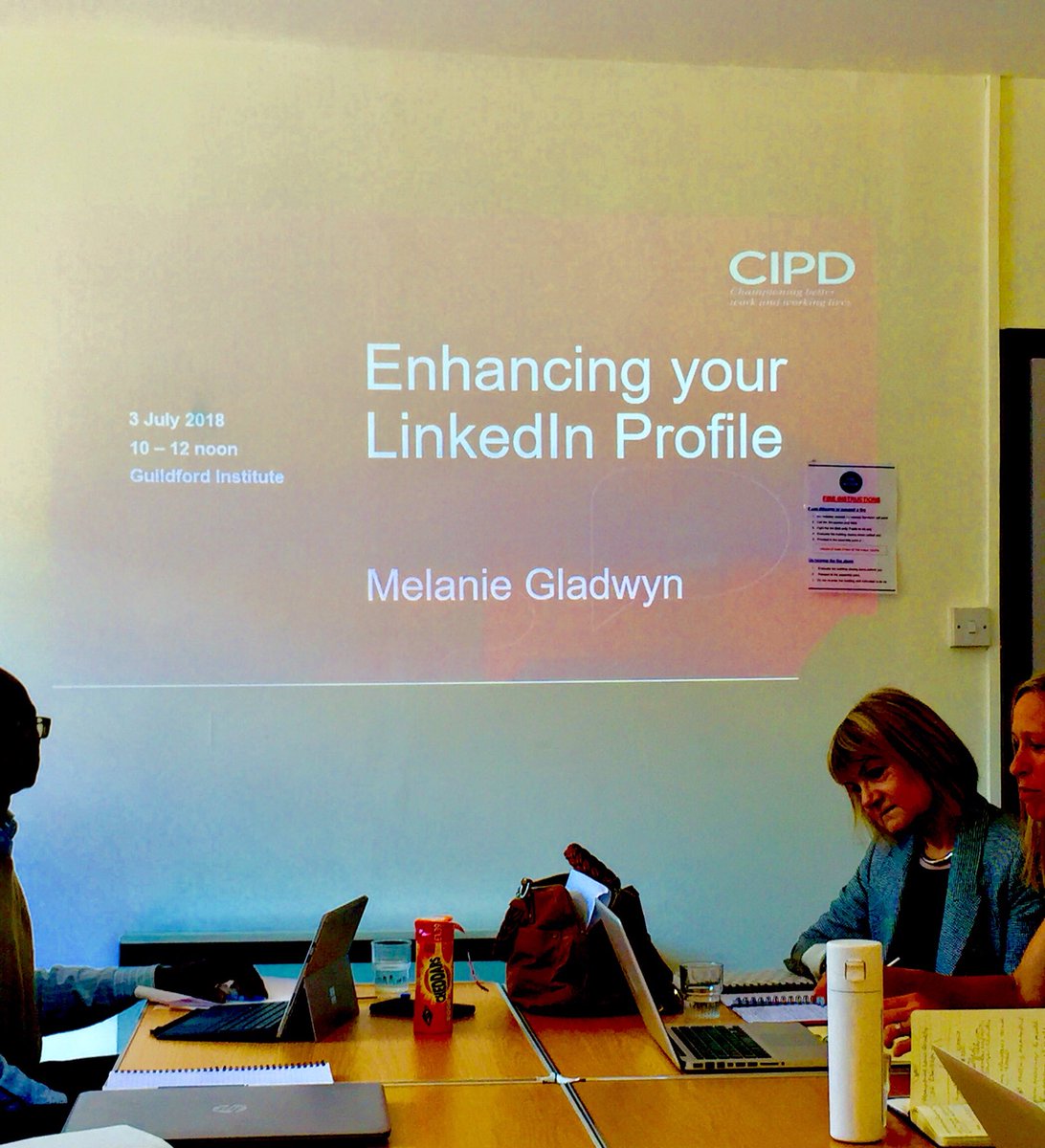 GladwynHR1's tweet photo. I’ve just run a really great workshop on Improving your LinkedIn Profile for the @SurreyCIPD Morning group.  Thanks for being such a lovely and interactive group! #socialmedia #dmcollective #cipd https://t.co/gTacnY8m4n