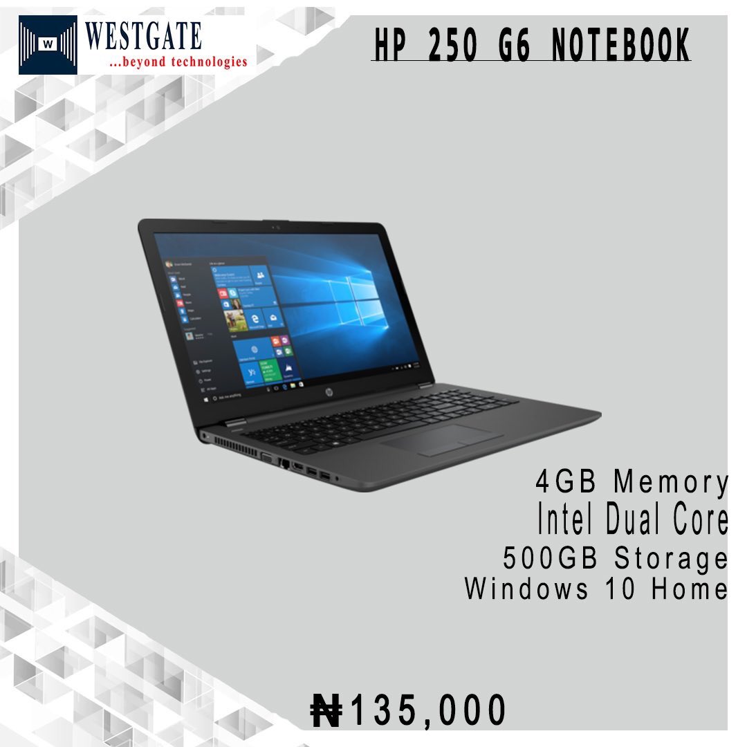 westgateng_'s tweet image. Sale of the day!!! Get HP 250 G6 Notebook 4GB 500HDD Windows 10 at any of our stores at ikeja, Abuja, port harcourt and Enugu or visit our site westgate.ng for easy and faster purchase....#westgatetech
