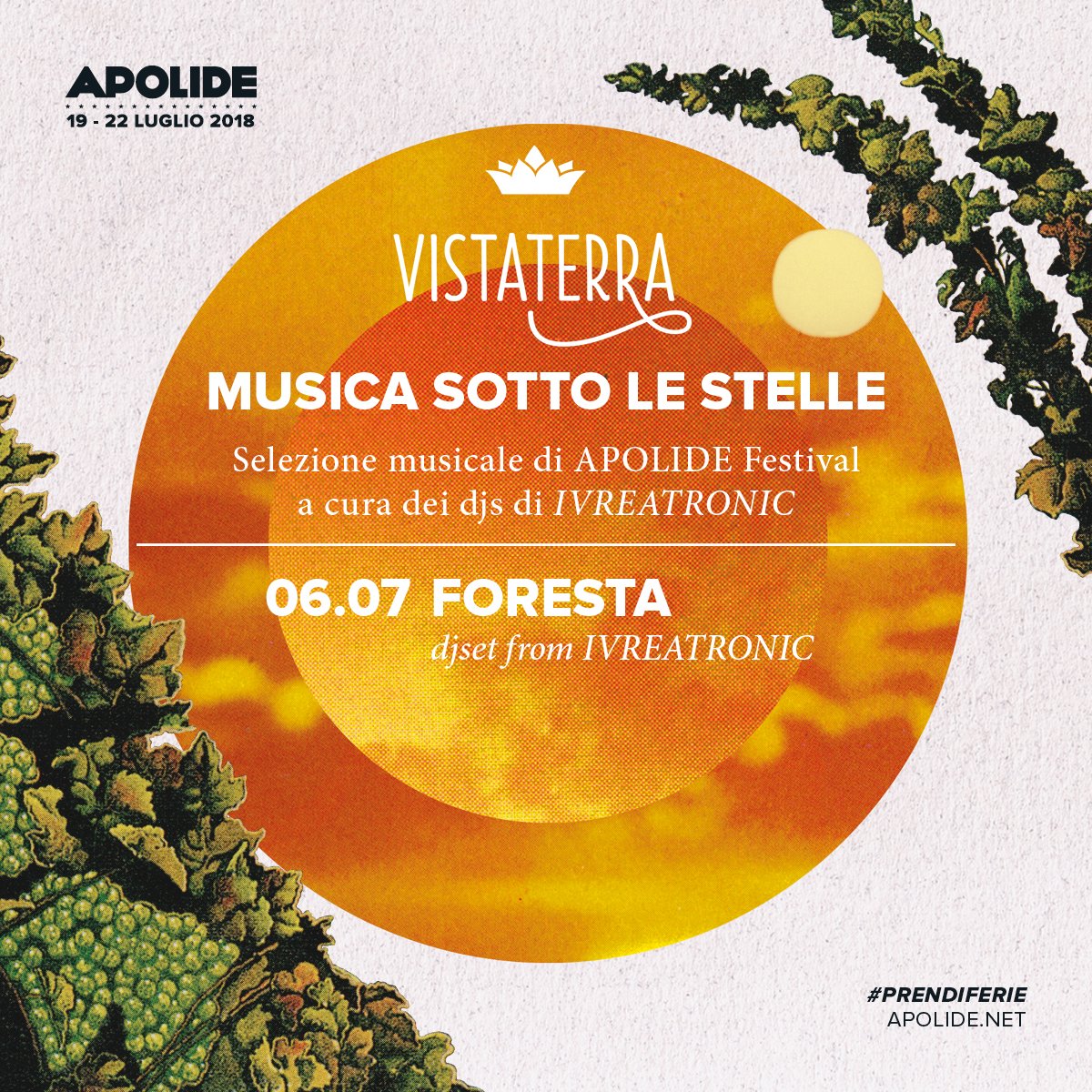 Ultimo appuntamento di “Musica sotto le stelle”, organizzato insieme <a href="/vistaterra_off/">vistaterra</a> 🌟

Selezione musicale di #APOLIDEfestival, a cura di Foresta djset from Ivreatronic 🎧 

Ci vediamo venerdì 6 luglio, ore 20,30 al Castello di Parella 🙌