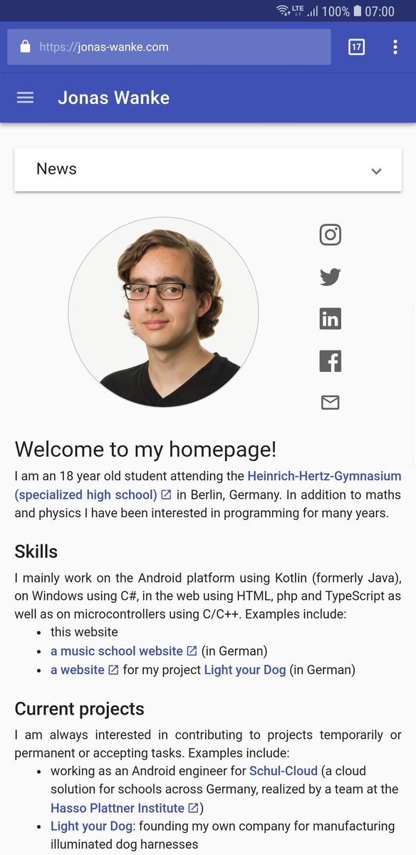 JonasWanke's tweet photo. I've published a big #update for my #homepage: It includes information about past and current projects, an improved design (mainly in the blog section) and a link collection.

Check it out at https://t.co/U3Z1NcVFco! https://t.co/g1eJW5Qvg7