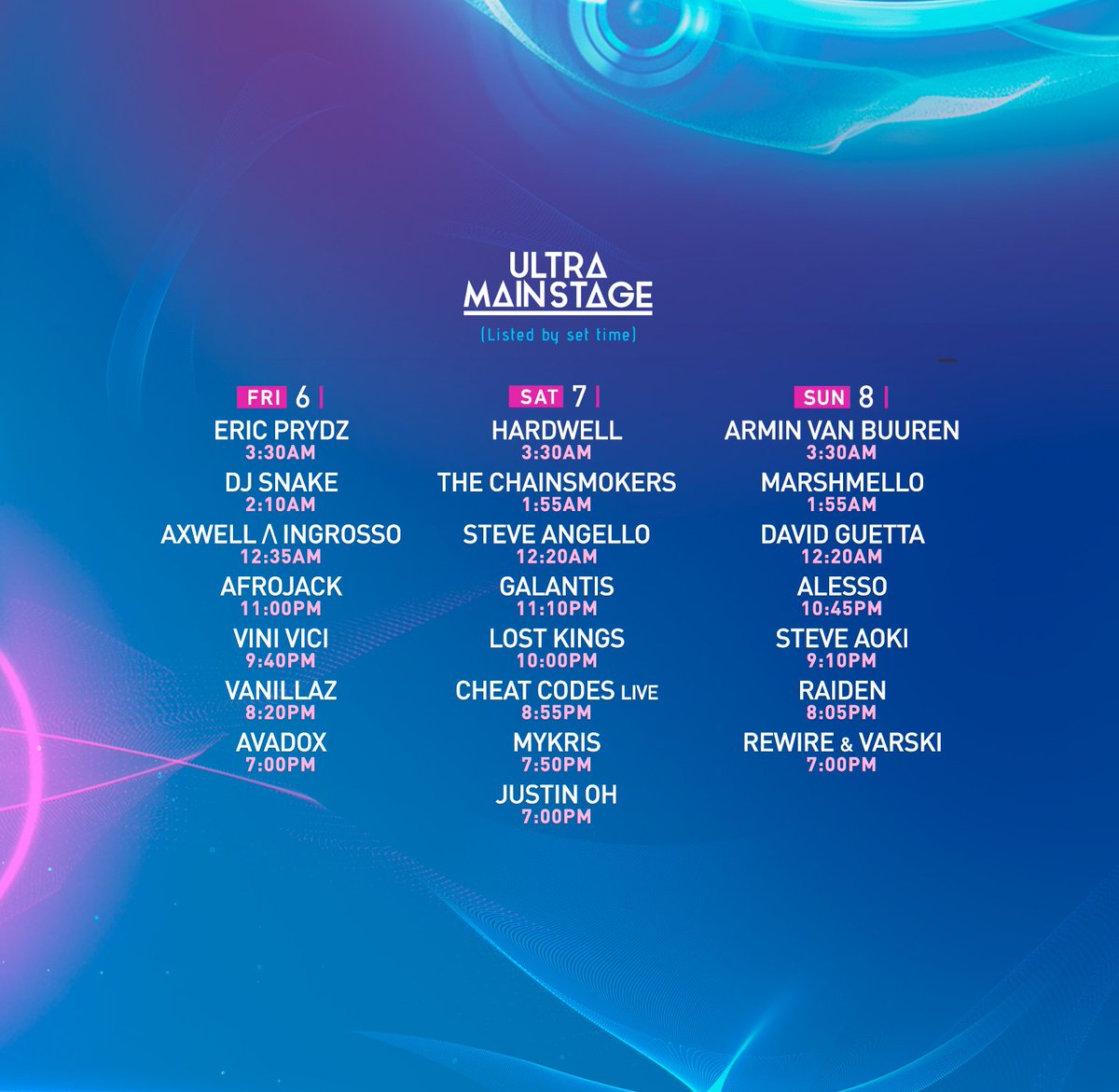 UltraEurope's tweet photo. Set times for Ultra Europe 2018 are available now!!

Don’t forget to create your schedules in the Ultra Worldwide app! https://t.co/q7fBaaL2tC