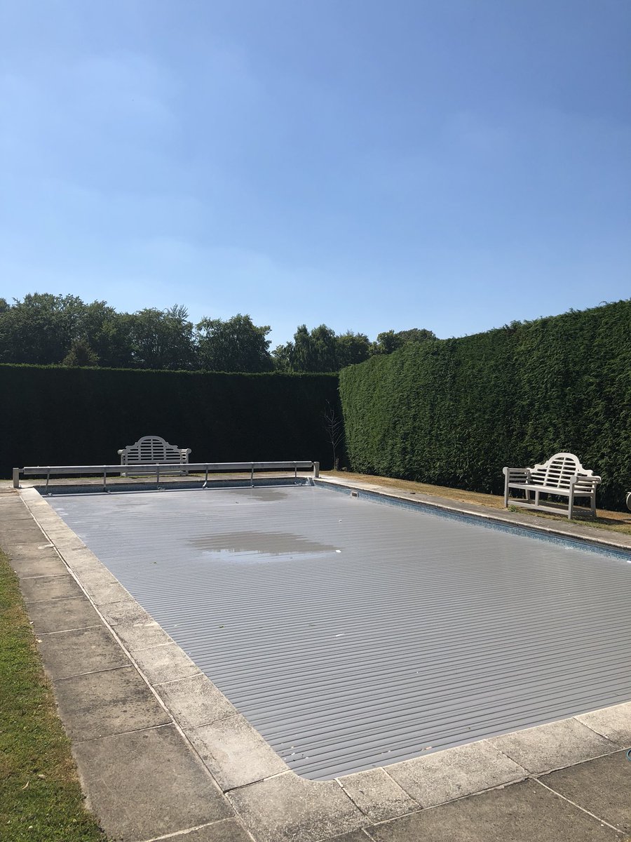 New automatic slatted cover fitted today #poolcovers #sunshine