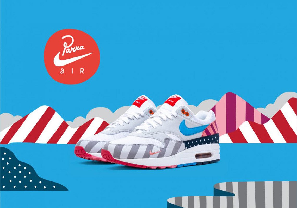 EZYeezyUS's tweet photo. Nike X Parra collection featuring an Air Max 1, a Zoom Spiridon, and a jacket. Hitting retailers July 21st for $150. Slots coming soon. https://t.co/JyZSwisEXh
