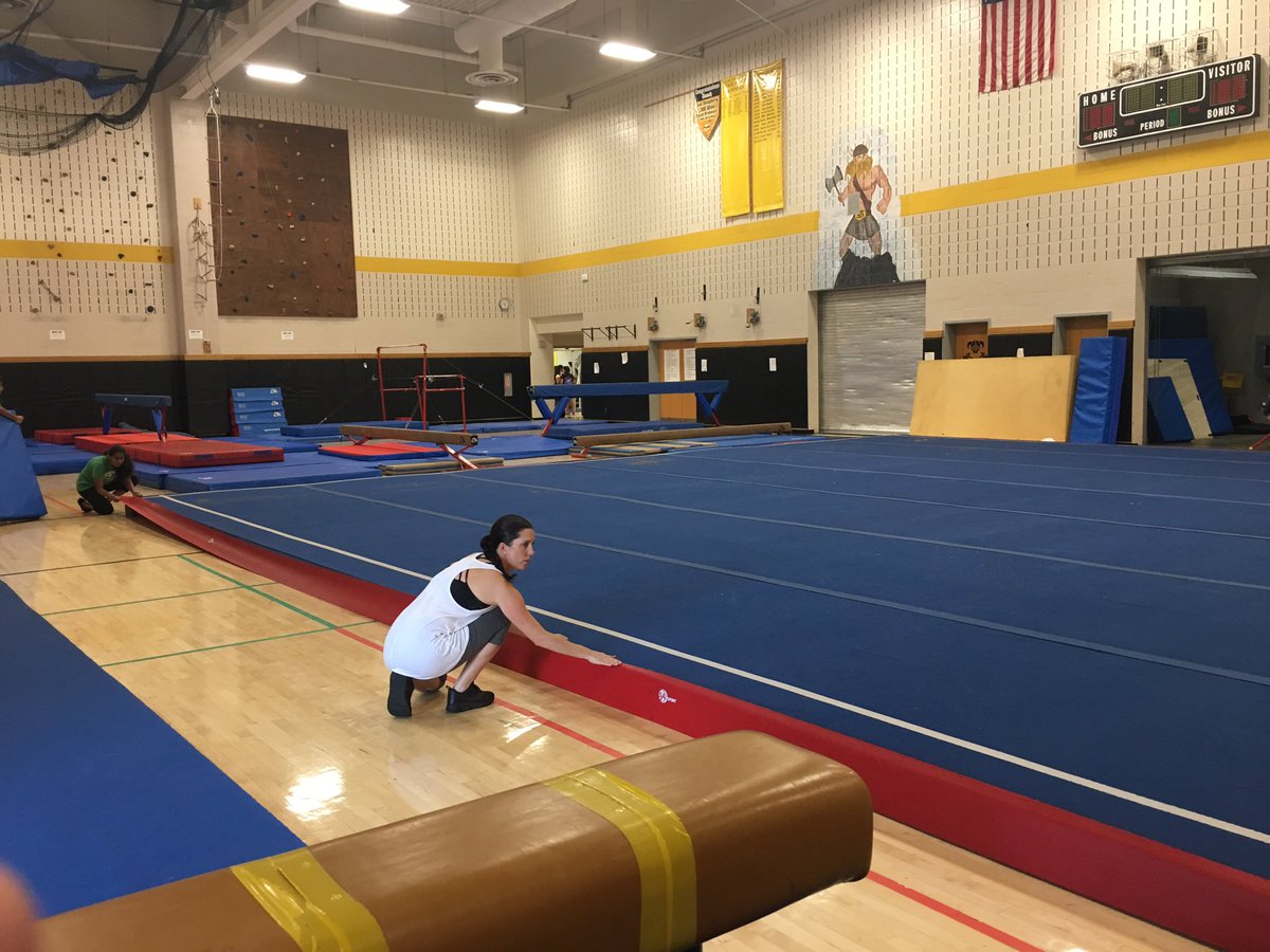 <a href="/PE_carlson/">Heidi Carlson</a> and <a href="/For_Shoro_PE/">Shoro PE</a> <a href="/StefShoro/">Stefanie Shoro</a> and their team working hard to prepare the gym for our Gymastics programs. Still time to register. Visit sbschools.org or click on sbschools.org/community_ed/d…