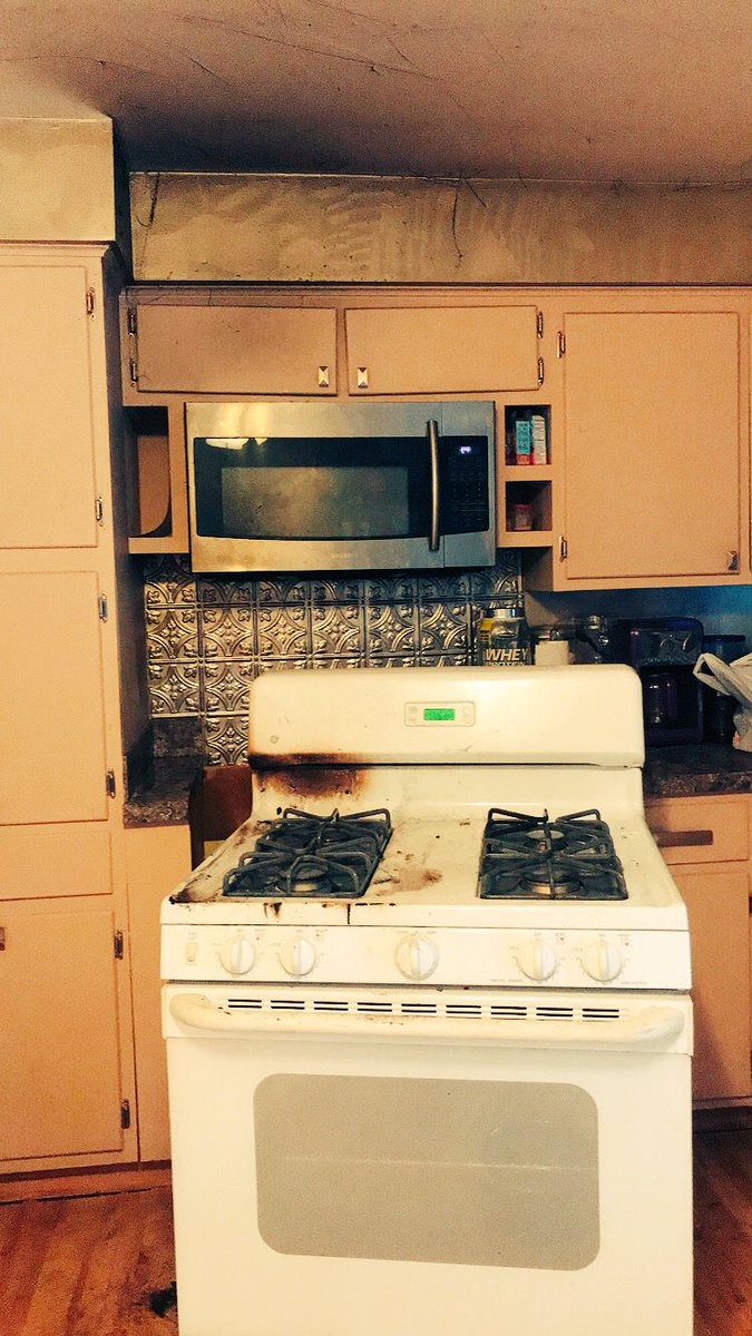leasherr's tweet photo. Trying to channel my inner @chipgaines and @joannagaines to figure out how to have our kitchen redone after this fire 🔥 https://t.co/fxLCfISXr2