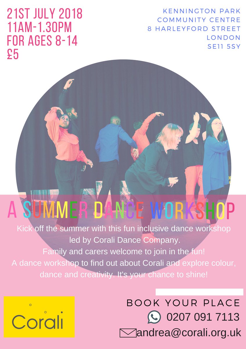 KPCCOval's tweet photo. The Corali Dance Company from @Ovalhouse have an inclusive dance workshop @KPCCOval 11am - 1.30pm 21st July. For ages 8 - 14. Email: andrea@corali.org.uk
#kpccoval #kennington #oval #kenningtonoval #brixton #corali #dance #summerdance #summerdanceworkshop #lovetodance https://t.co/EqJzA3nANf