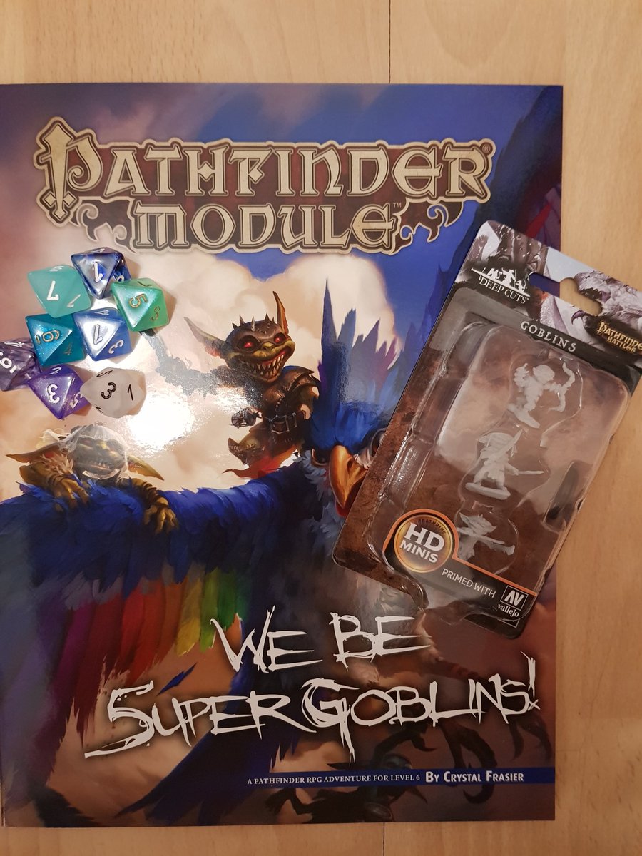 Ragnakon's tweet photo. Guys it's destiny! Today I went shopping for a bday gift in our local geekstore.i also bought some goblin minis ,just cause, and guess what else I got there!!!!! Even more stuff for my little Goblins 🤩 Plus some fancy d8 for my Bard ;3 #WeBeGoblinsDnD #goblinsftw https://t.co/D8zZ2f7JLL