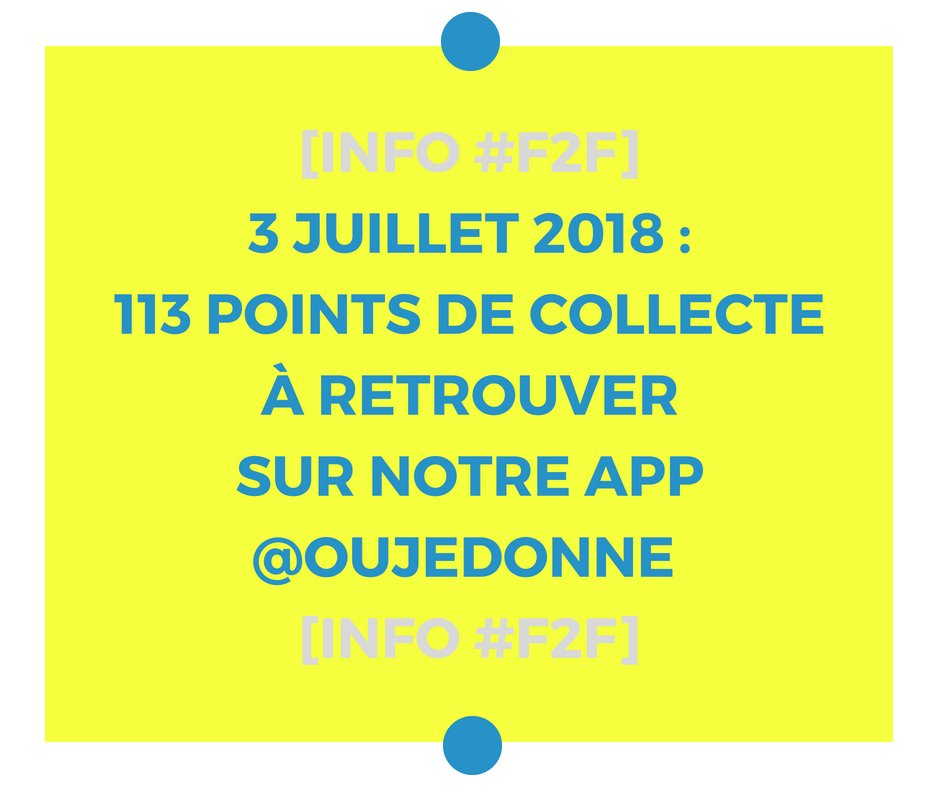 AMRACFR's tweet photo. [INFO #F2F] 📅 Le 11.10.18 lancement du premier #panoramaduf2f => un canal (100M€/an) qui attire toujours+ de #millenials, #RGPD ☑️ et qui progresse chaque année !

📲 @Oujedonne : 113 points de collecte aujourd'hui partout en 🇫🇷#GivingTuesdayFr #dons #AFF #générosité #ONG https://t.co/iyKJ8m0AzR