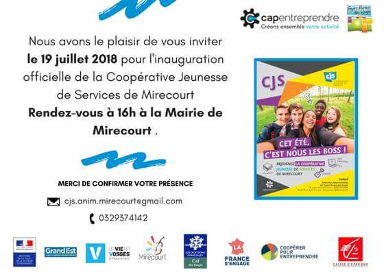 Rdv le 19 juillet pour l'inauguration officielle, on compte sur vous :)  <a href="/scopcapentre/">Capentreprendre</a> <a href="/cress_grandest/">CRESS Grand Est</a> <a href="/100prcentVosges/">100% Vosges</a> <a href="/VosgesFM/">VosgesFM</a> <a href="/VosgesMatin/">Vosges Matin</a> <a href="/LaVieEnVosges/">JeVoisLaVieEnVosges</a> <a href="/regiongrandest/">Région Grand Est</a> <a href="/mire/">Mirella</a> <a href="/CaissEpargneGEE/">Caisse d’Epargne Grand Est Europe</a> @MirabelleTV