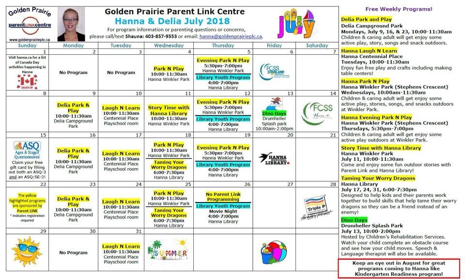 return2rural's tweet photo. Shauna with Golden Prairie Parent Link Centre in Hanna has some great toddler events along with some more fun events on the calendar for July!
#R2RPartners #Hanna #R2R #return2rural #R2RCommunity 
https://t.co/1yvkUkxLCx https://t.co/kZP1nElPFd