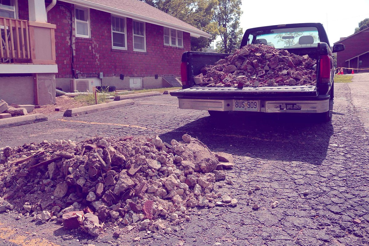 What are we going to do with all of this rubble?
(The answer is dump it in Leroy's pasture.)
