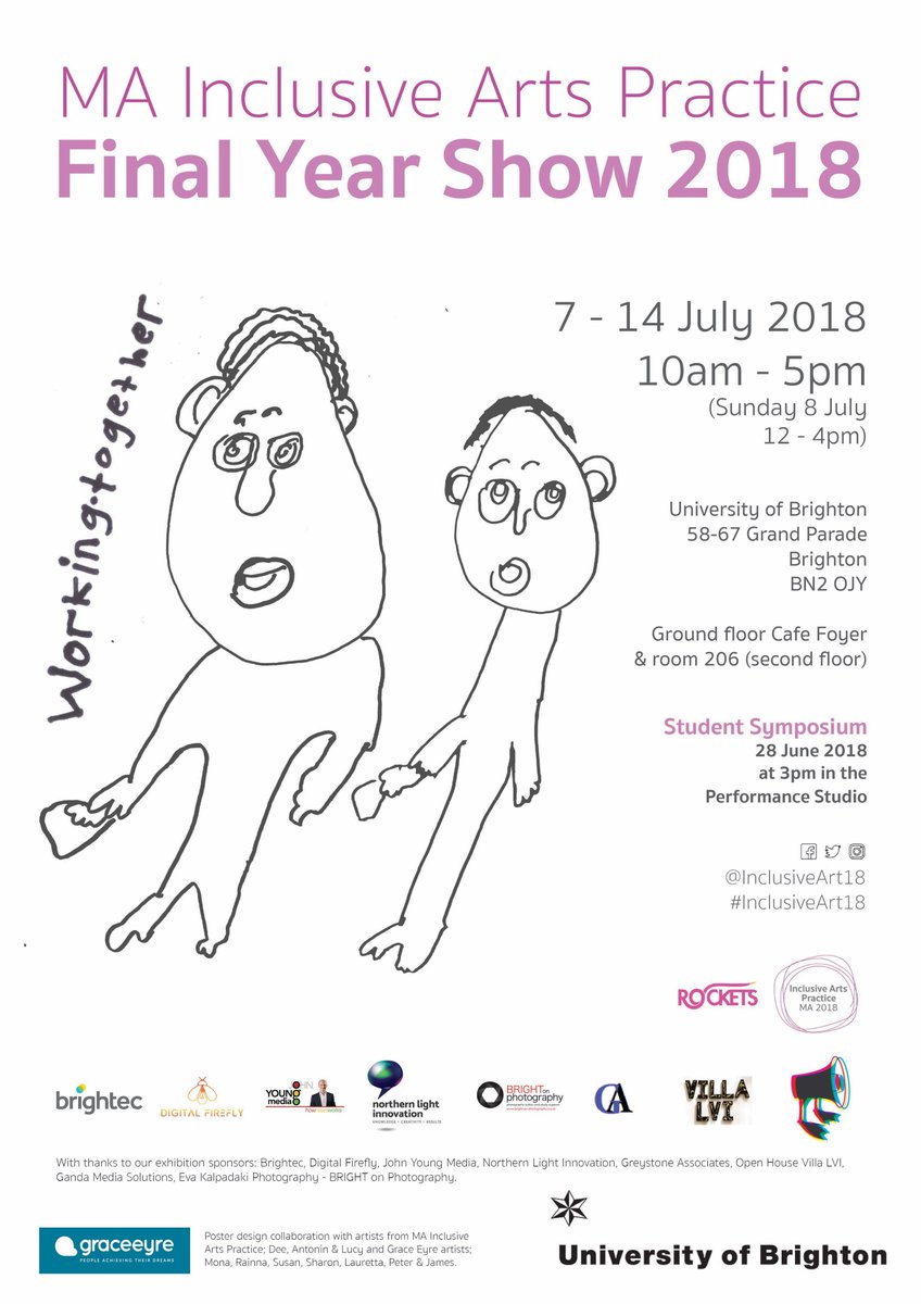 MA Inclusive Arts Practice exhibition is up ready for marking - come along to opening on Friday 6th July 6-9pm. Show continues 7th-14th July, Grand Parade <a href="/artsbrighton/">Arts & creativity at the University of Brighton</a> <a href="/uniofbrighton/">University of Brighton</a>