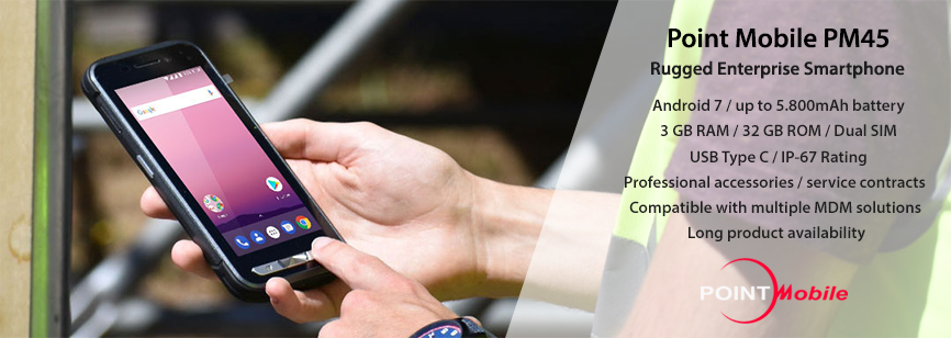 EutronixBV's tweet photo. Now available @GO4MOBILITY, the brand new Point Mobile PM45 Rugged Enterprise Smartphone. Discover the competitive prices now! Send your inquiries to sales@go4mobility.eu #pointmobile #PM45 #RuggedSmartphone https://t.co/MGOFxOAWhG