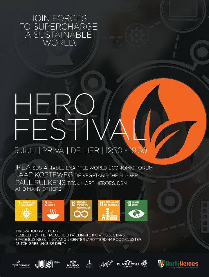 Donderdag is het zo ver en vindt het HeroFestival <a href="/HortiHeroes/">HortiHeroes</a> plaats. Een festival met focus op people, planet en profit. Ben jij er bij?
worldhorticenter.nl/nl/event/hero-…