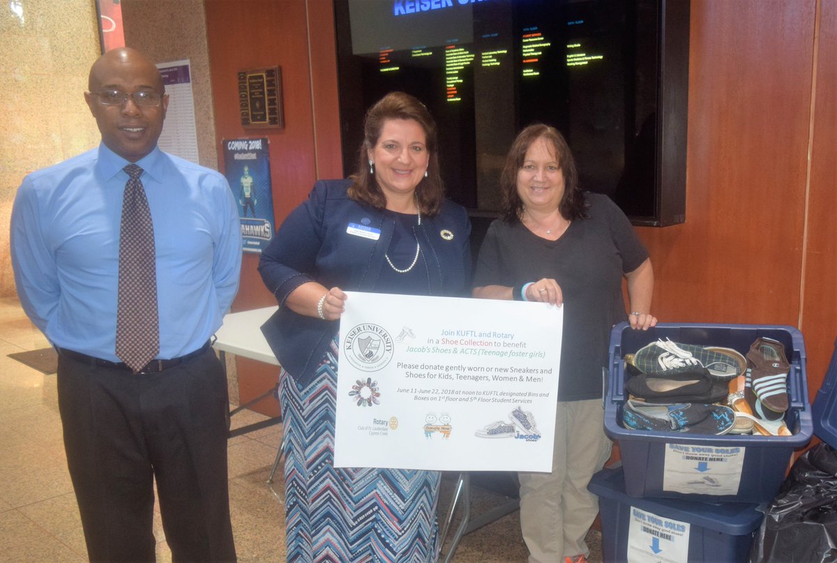 Keiser University (@keiseru) on Twitter photo <a href="/KeiserU/">Keiser University</a> Fort Lauderdale campus partnered with the Rotary Club of Fort Lauderdale/Cypress Creek to collect shoes for <a href="/InJacobsShoes/">In Jacob's Shoes</a> and the <a href="/ACT/">ACT</a> organization that assists foster teenagers! Congrats to KUFLTfor collecting 110 pairs of shoes at their campus! #keiser40 <a href="/KeiserU/">Keiser University</a> Fort Lauderdale campus partnered with the Rotary Club of Fort Lauderdale/Cypress Creek to collect shoes for <a href="/InJacobsShoes/">In Jacob's Shoes</a> and the <a href="/ACT/">ACT</a> organization that assists foster teenagers! Congrats to KUFLTfor collecting 110 pairs of shoes at their campus! #keiser40