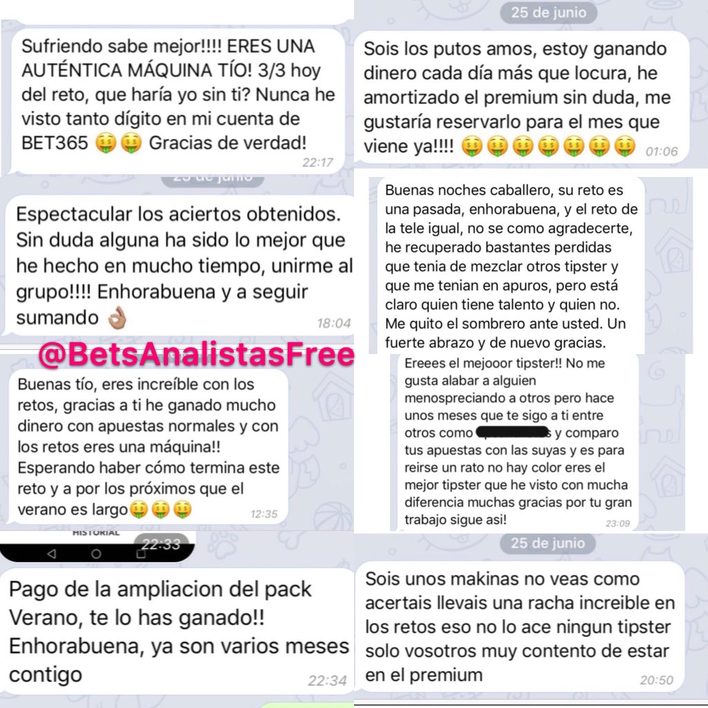 BetsAnalistas's tweet photo. 🗣Esto es lo que piensan nuestros clientes premium de los servicios que les ofrecemos

Muy orgullosos de haceros ganar tanto dinero🤑✅💰

Todo trabajo tiene su recompensa y seguimos trabajando para que ganéis muchísimo más dinero🎁 https://t.co/S5qKUBYIRN
