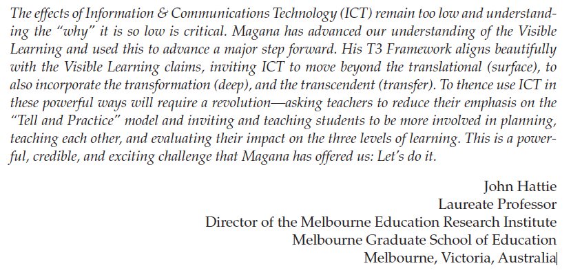 sonnymagana's tweet photo. "This is a powerful,
credible, and exciting challenge that Magana has offered us: Let’s do it.” -John Hattie #T3Challenge #T3Effect Learn more at https://t.co/k7QZq8pnYH @john_hattie @robertjmarzano @CorwinPress https://t.co/QEo5tPN7ZY