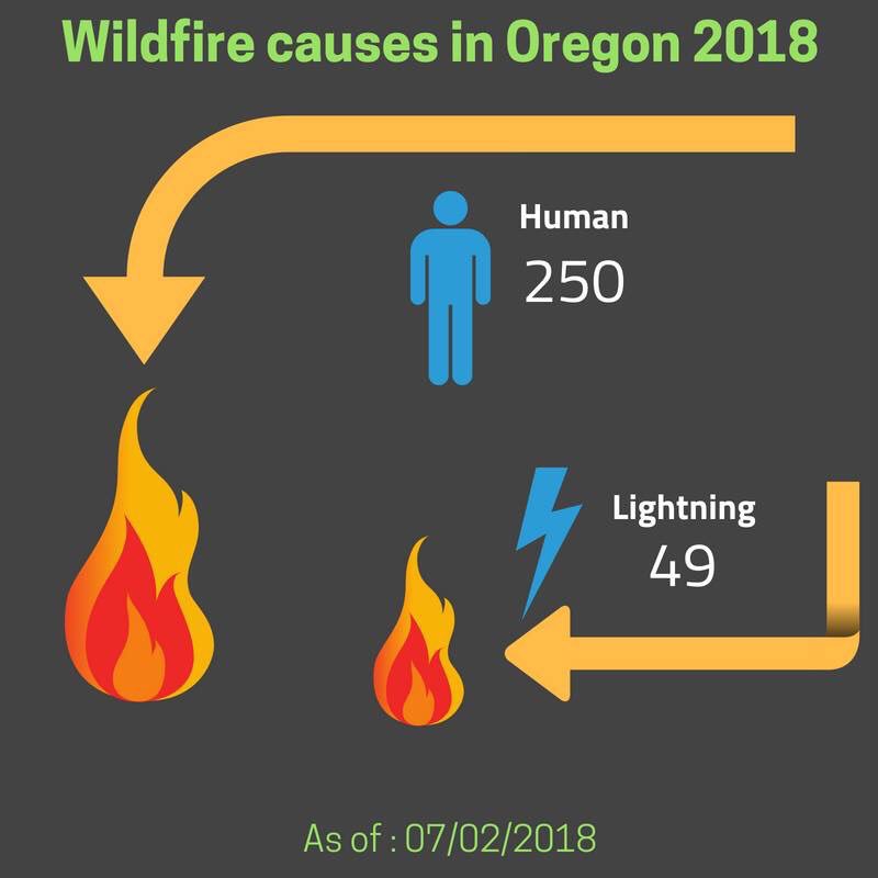 ORDeptForestry's tweet photo. #Fireseason2018 is just getting started and already human-caused wildfires outnumber lightning starts about 5:1. Please be #firesmart & do your part to help #keeporegongreen! #OnlyYou https://t.co/kx6VDo9tWd