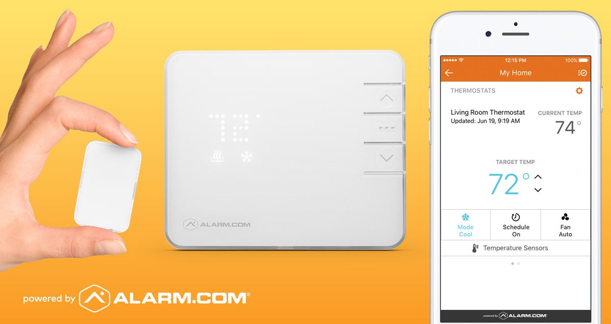 AlarmDotCom's tweet photo. The Problem: Your bedroom is 100 degrees while the rest of the house is cool as can be.

The Solution: An https://t.co/DKX0jaULa1 #SmartThermostat with a temperature sensor: https://t.co/1hbhoPGKzl https://t.co/Ipav9VvKTb