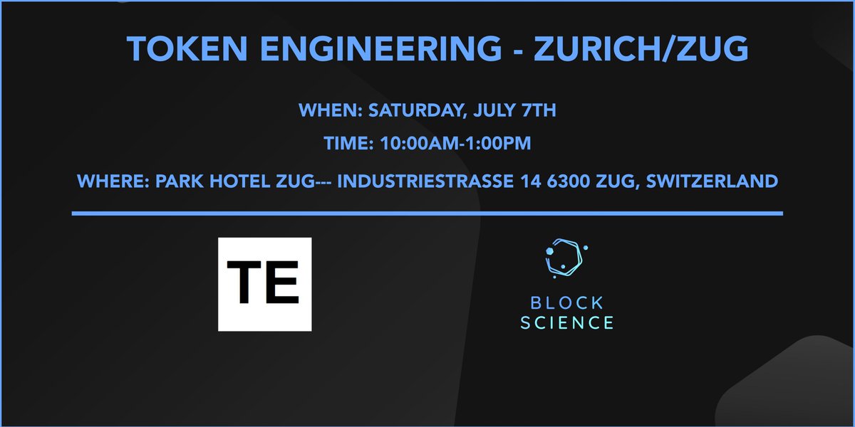 block_science's tweet photo. Check out this awesome #tokenengineering meet up where @mZargham will be curating the agenda! https://t.co/fojdIwkf99 
#BlockScience #blockchain https://t.co/GrXFpegDuz