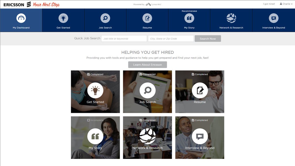 JobsAtEricsson's tweet photo. Check out the Ericsson Your Next Step career platform! You can browse the Dashboard, take assessments, or browse our open job listings. There’s no set process and you can use as many or as few of the provided tools as you find useful. Click here to signup: https://t.co/EcT4IEsvXU https://t.co/ZJCujzvkjv