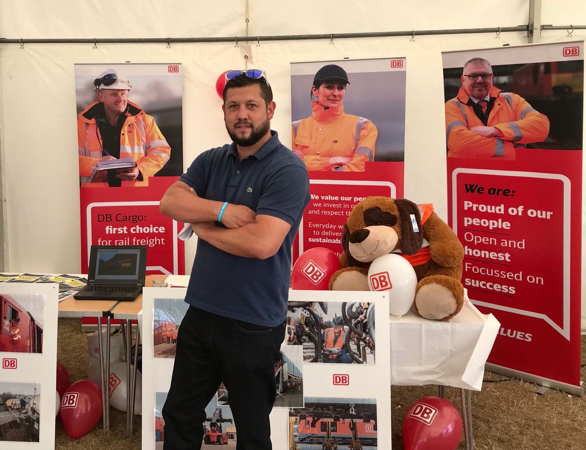 DBCargoUK's tweet photo. #DBCargoUK colleagues earlier this week supported our customer @Outokumpu 'family fun day' along with @BritishTransportPolice to raise awareness of the dangers of going on or near the railway. #RSW18 #buildingsafetytogether #railsafetyweek2018 https://t.co/AJ7Wa6hOSs