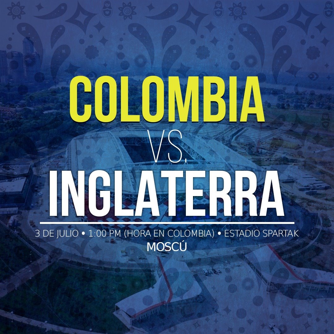 ¡Por el sueño de un país! La Selección Colombia enfrentará a <a href="/England/">England</a> en busca de seguir haciendo historia en la <a href="/fifaworldcup_es/">Copa Mundial FIFA 🏆</a> Rusia 2018. ¡Nuevamente seremos 50 millones de corazones unidos! 🇨🇴🤜🤛🏴󠁧󠁢󠁥󠁮󠁧󠁿
#MiCorazónTricolor #Rusia2018 #COLENG