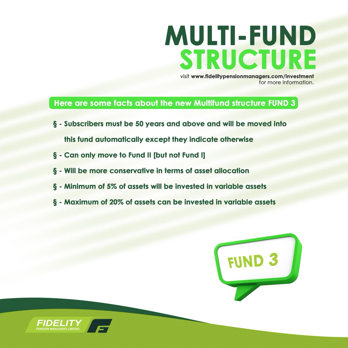 fidelitypfa's tweet photo. Here are some facts about the new Multifund structure FUND 3:
🤗🤗🤗
For more information visit: https://t.co/7kcq7Nm5Pu
#RetireHappily #Pension #Multifund #PensionNigeria https://t.co/DIwvJsV9ZT