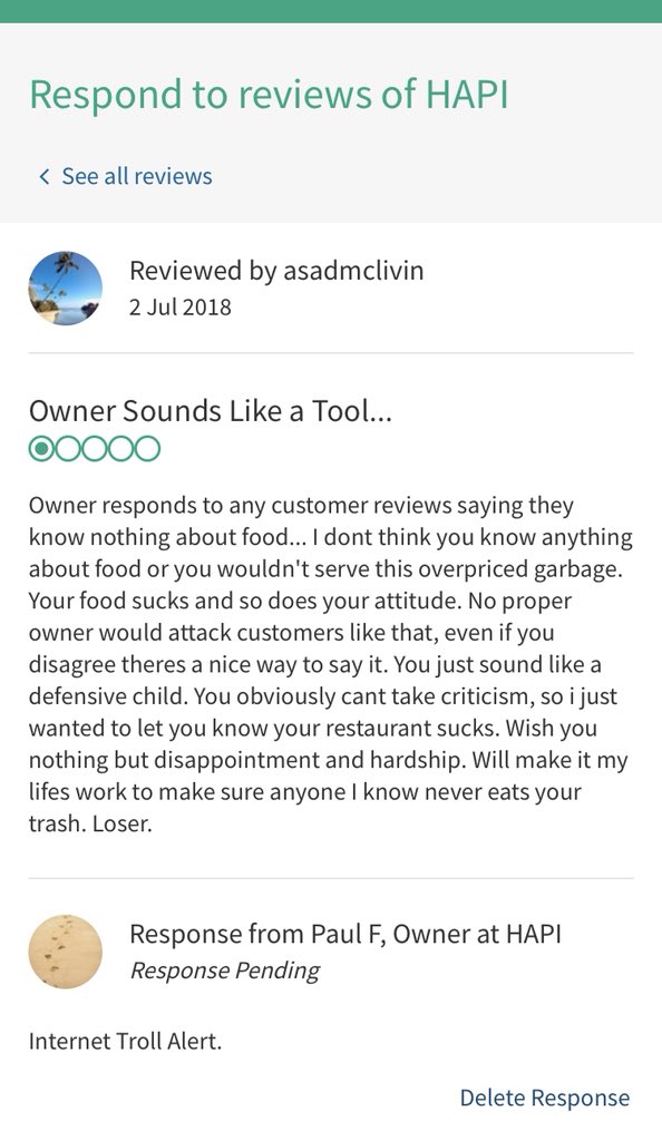 PaulFrangie's tweet photo. @TripAdvisor #internettroll #alert https://t.co/MpuXeDD7Cm