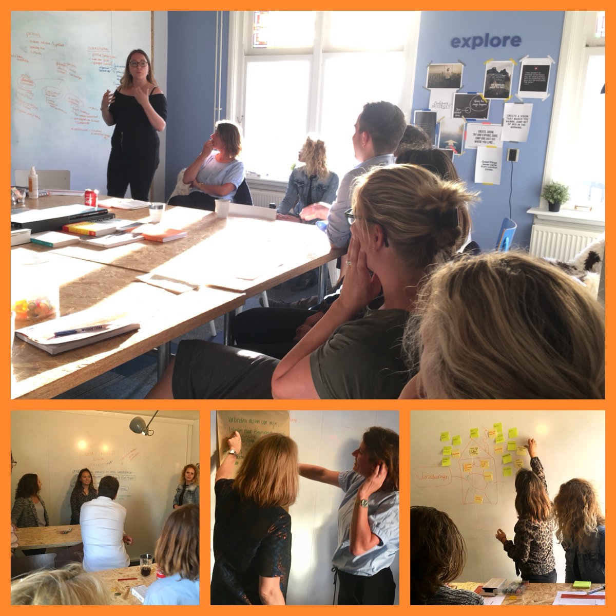 We geven regelmatig #ontwikkelsessies in ons lab. Wat een energie en inspiratie komt er los als je met vakgenoten werkt aan praktijkcases en spart over je talenten! #marketing #innovatie #propositie