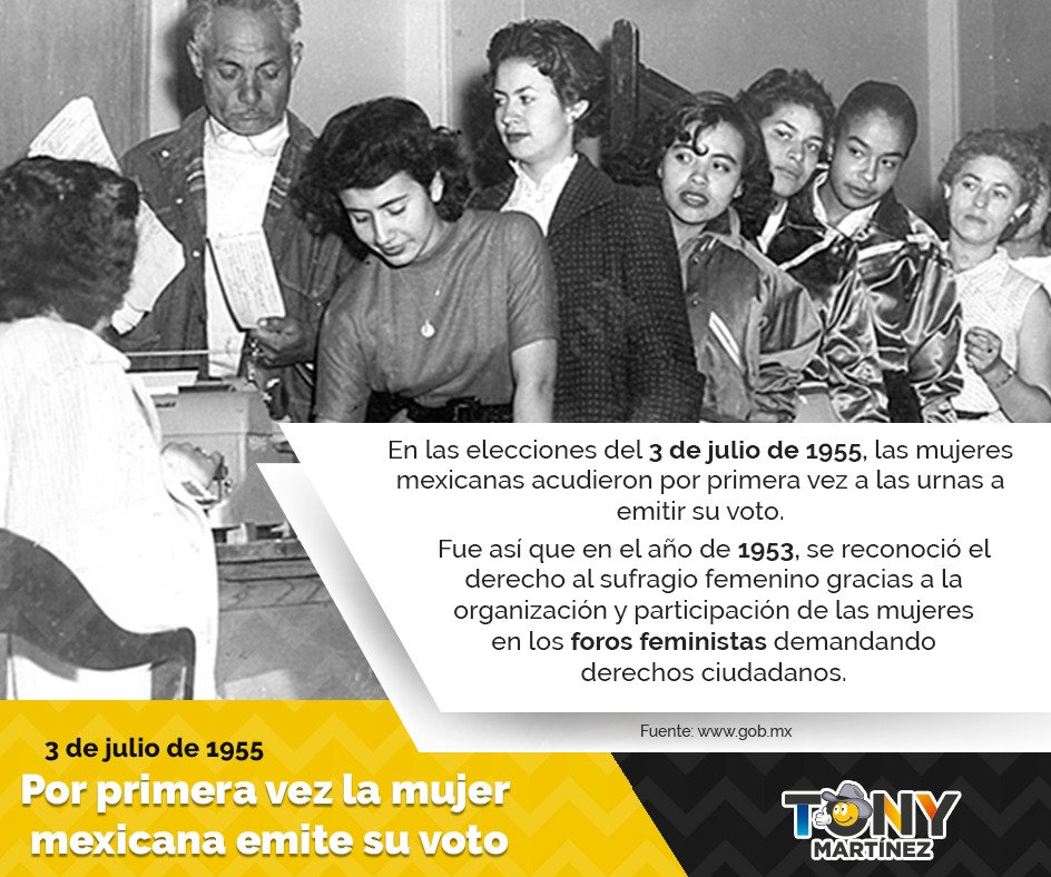 Hace 63 años voto por primera vez la mujer mexicana, un derecho conquistado después de una constante lucha. Sigamos contribuyendo desde nuestras trincheras para que tengamos una sociedad más equitativa #EsConTony