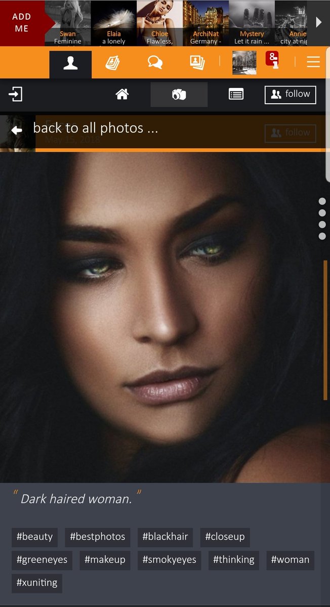 Xuniting's tweet photo. Dark haired woman. :: #greeneyes #blackhair #makeup #smokyeyes #beauty #woman #closeup #thinking #bestphotos #xuniting

https://t.co/as5xBIzUN9 https://t.co/JwImcBNlh9